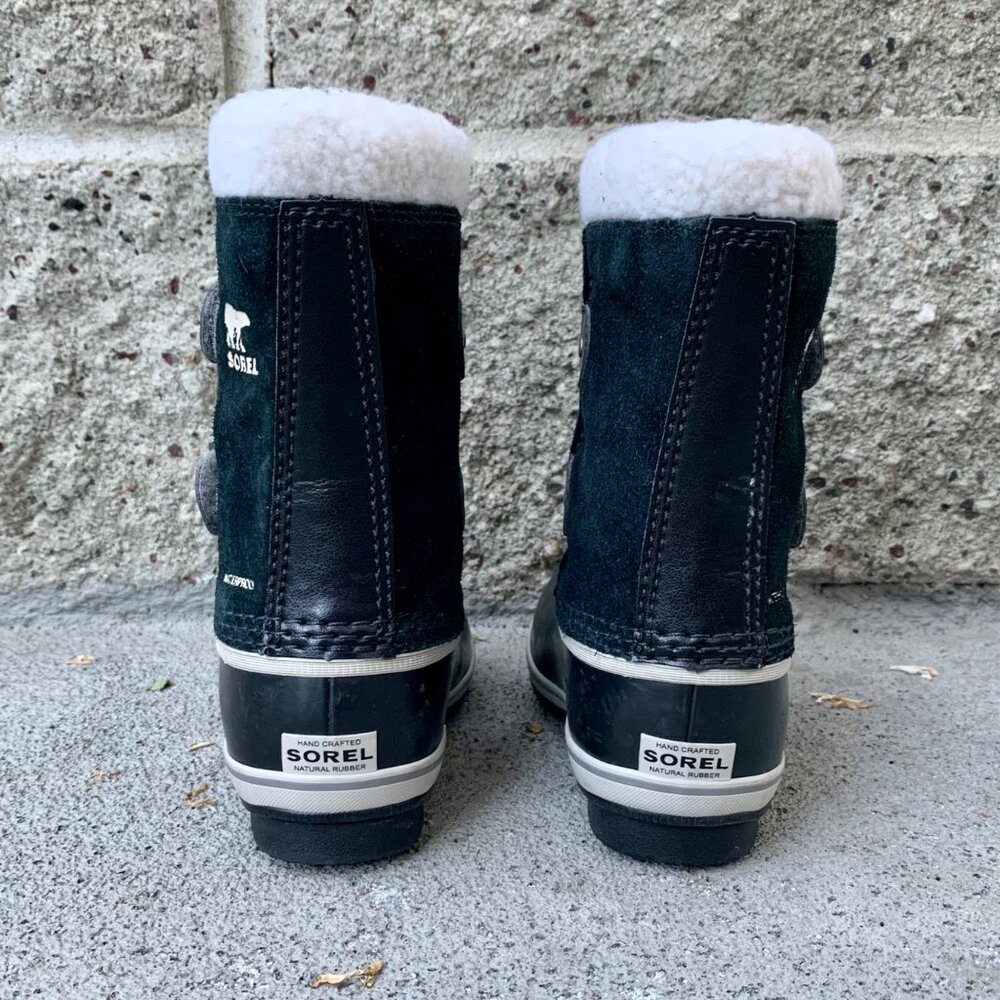 SOREL 1964 Pac Snow Boots Kids 10 27 Faux Fur Black Waterproof Winter Boot Suede - Picture 5 of 14